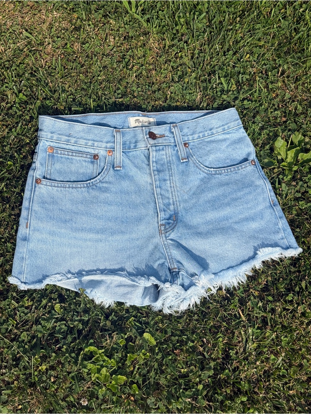 Madewell Light Wash High-Rise Cutoff Denim Shorts